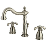 French Country KB1978TX Two-Handle 3-Hole Deck Mount Widespread Bathroom Faucet with Plastic Pop-Up, Brushed Nickel