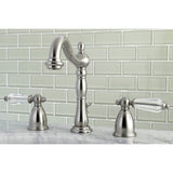 Wilshire KB1978WLL Two-Handle 3-Hole Deck Mount Widespread Bathroom Faucet with Plastic Pop-Up, Brushed Nickel