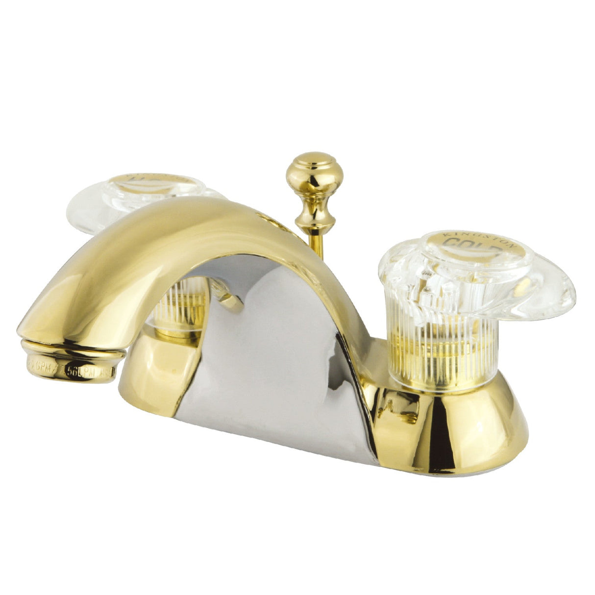 Naples KB2152 Two-Handle 3-Hole Deck Mount 4" Centerset Bathroom Faucet with Plastic Pop-Up, Polished Brass