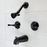 Yosemite KB2230YL Three-Handle 5-Hole Wall Mount Tub and Shower Faucet, Matte Black