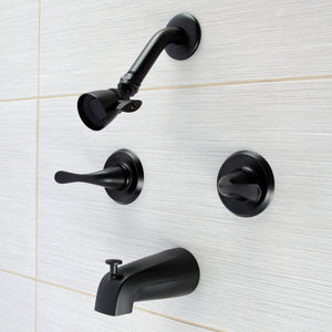 Yosemite KB2230YL Three-Handle 5-Hole Wall Mount Tub and Shower Faucet, Matte Black