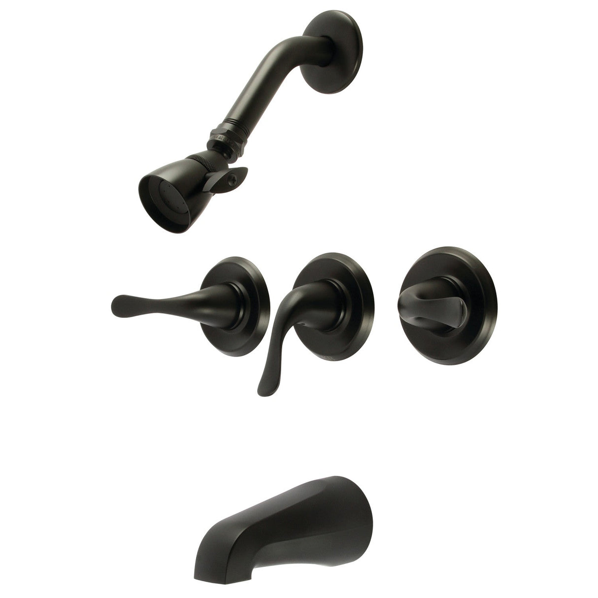 Yosemite KB2230YL Three-Handle 5-Hole Wall Mount Tub and Shower Faucet, Matte Black