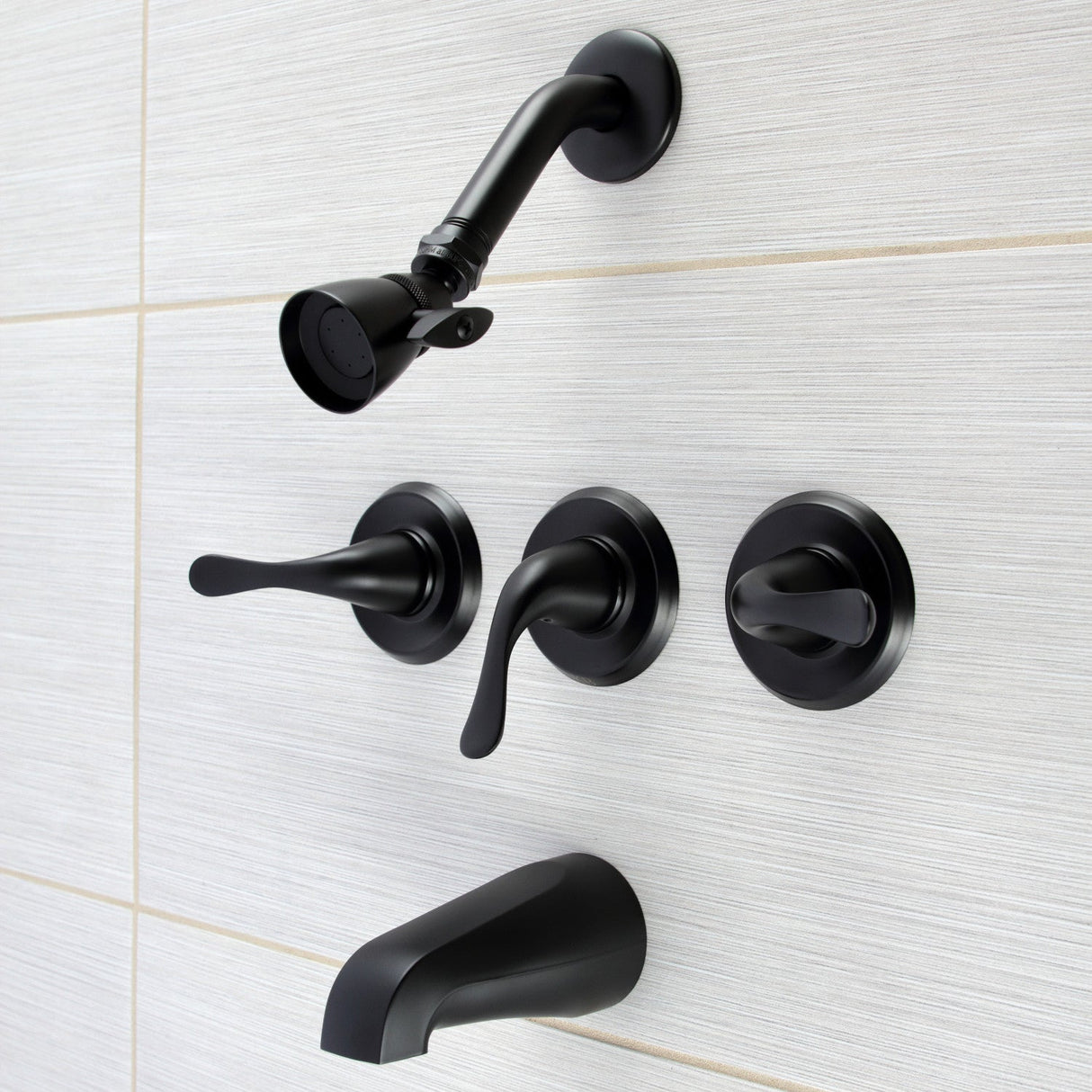 Yosemite KB2240YL Two-Handle 4-Hole Wall Mount Tub and Shower Faucet, Matte Black