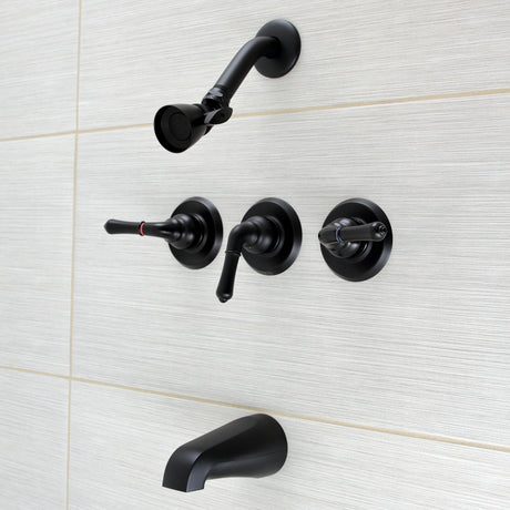Magellan KB230 Three-Handle 5-Hole Wall Mount Tub and Shower Faucet, Matte Black
