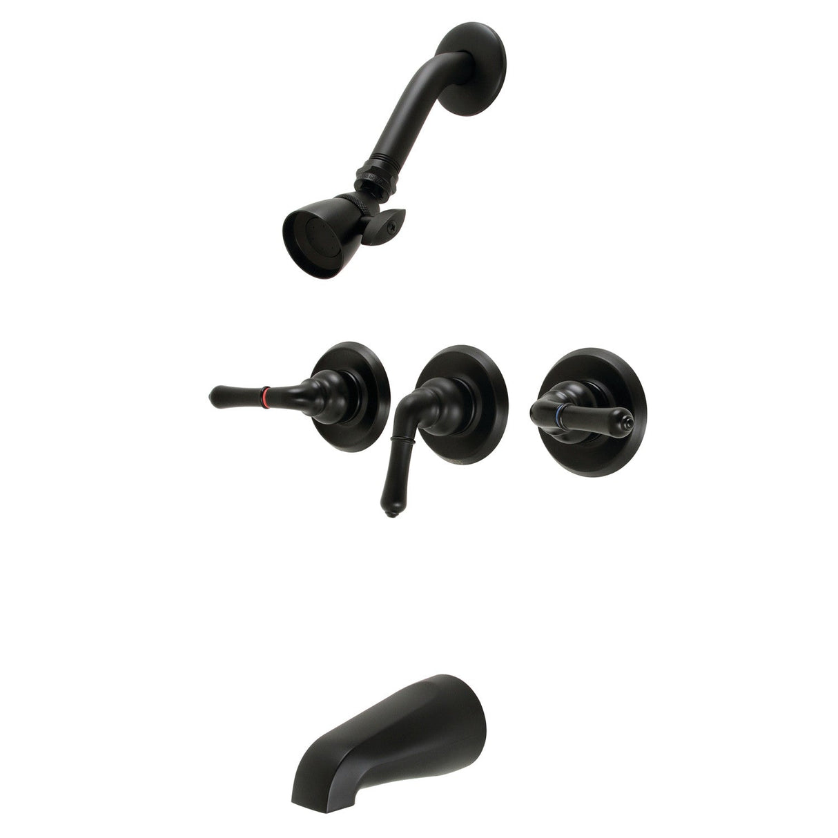 Magellan KB230 Three-Handle 5-Hole Wall Mount Tub and Shower Faucet, Matte Black