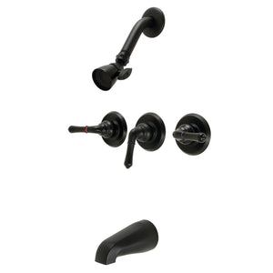Magellan KB230 Three-Handle 5-Hole Wall Mount Tub and Shower Faucet, Matte Black