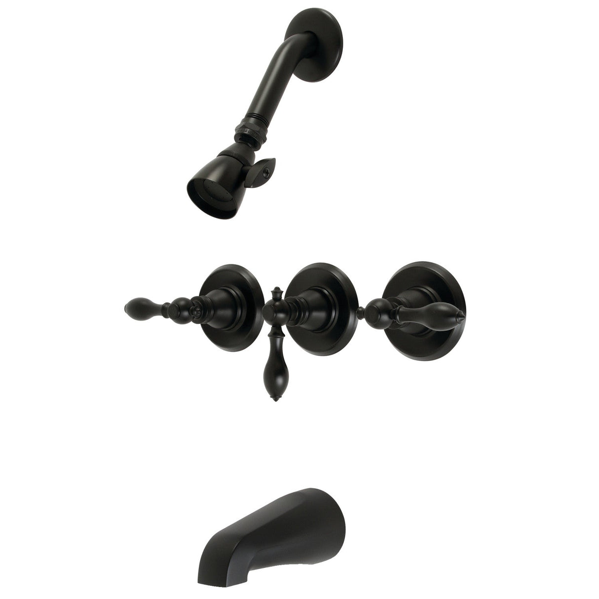 American Classic KB230ACL Three-Handle 5-Hole Wall Mount Tub and Shower Faucet, Matte Black