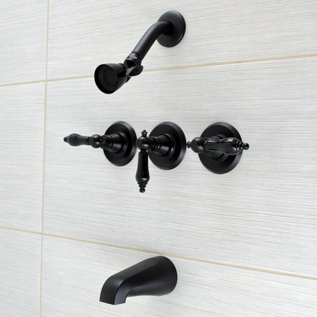 Duchess KB230AKL Three-Handle 5-Hole Wall Mount Tub and Shower Faucet, Matte Black