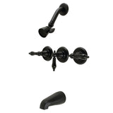 Duchess KB230AKL Three-Handle 5-Hole Wall Mount Tub and Shower Faucet, Matte Black