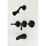 Victorian KB230AL Three-Handle 5-Hole Wall Mount Tub and Shower Faucet, Matte Black