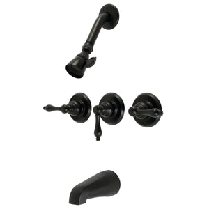 Victorian KB230AL Three-Handle 5-Hole Wall Mount Tub and Shower Faucet, Matte Black