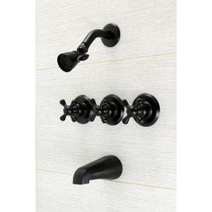 Victorian KB230AX Three-Handle 5-Hole Wall Mount Tub and Shower Faucet, Matte Black