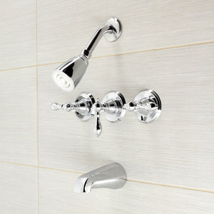American Classic KB231ACL Three-Handle 5-Hole Wall Mount Tub and Shower Faucet, Polished Chrome