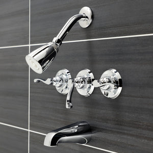 Royal KB231FL Three-Handle 5-Hole Wall Mount Tub and Shower Faucet, Polished Chrome