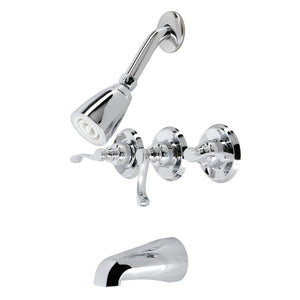 Royal KB231FL Three-Handle 5-Hole Wall Mount Tub and Shower Faucet, Polished Chrome