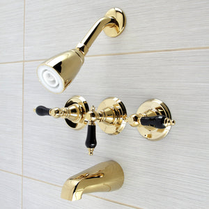 Duchess KB232AKL Three-Handle 5-Hole Wall Mount Tub and Shower Faucet, Polished Brass