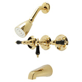 Duchess KB232AKL Three-Handle 5-Hole Wall Mount Tub and Shower Faucet, Polished Brass