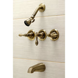 American Classic KB233ACLAB Three-Handle 5-Hole Wall Mount Tub and Shower Faucet, Antique Brass