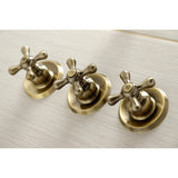 Victorian KB233AXAB Three-Handle 5-Hole Wall Mount Tub and Shower Faucet, Antique Brass
