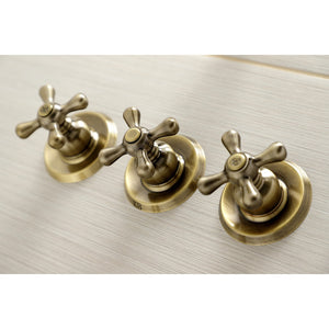 Victorian KB233AXAB Three-Handle 5-Hole Wall Mount Tub and Shower Faucet, Antique Brass