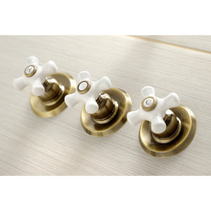 Victorian KB233PXAB Three-Handle 5-Hole Wall Mount Tub and Shower Faucet, Antique Brass