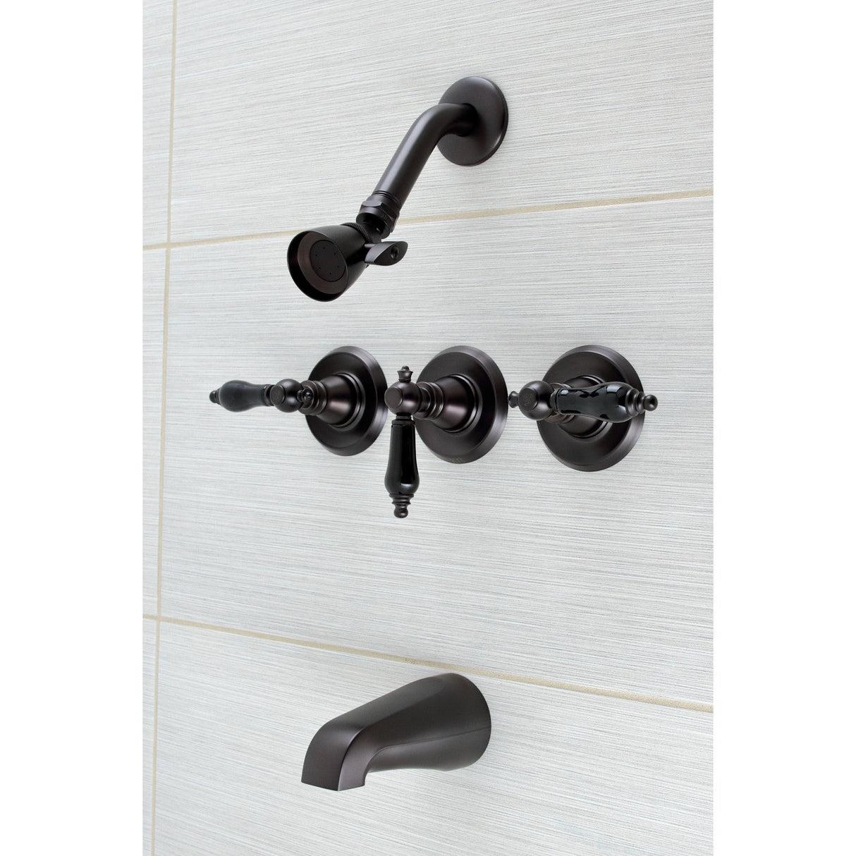 Duchess KB235AKL Three-Handle 5-Hole Wall Mount Tub and Shower Faucet, Oil Rubbed Bronze