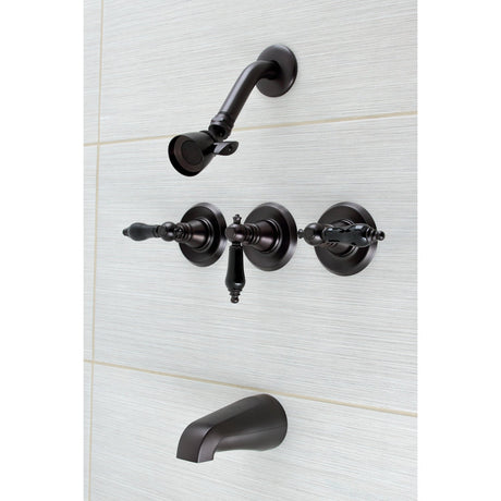Duchess KB235AKL Three-Handle 5-Hole Wall Mount Tub and Shower Faucet, Oil Rubbed Bronze