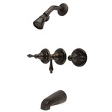 Victorian KB235AL Three-Handle 5-Hole Wall Mount Tub and Shower Faucet, Oil Rubbed Bronze