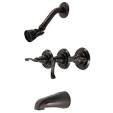 Royal KB235FL Three-Handle 5-Hole Wall Mount Tub and Shower Faucet, Oil Rubbed Bronze