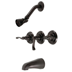 Royal KB235FL Three-Handle 5-Hole Wall Mount Tub and Shower Faucet, Oil Rubbed Bronze