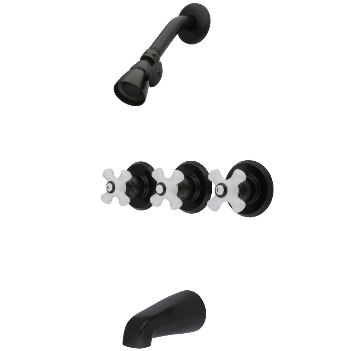Victorian KB235PX Three-Handle 5-Hole Wall Mount Tub and Shower Faucet, Oil Rubbed Bronze