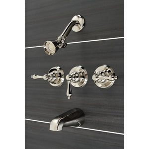Victorian KB236ALPN Three-Handle 5-Hole Wall Mount Tub and Shower Faucet, Polished Nickel