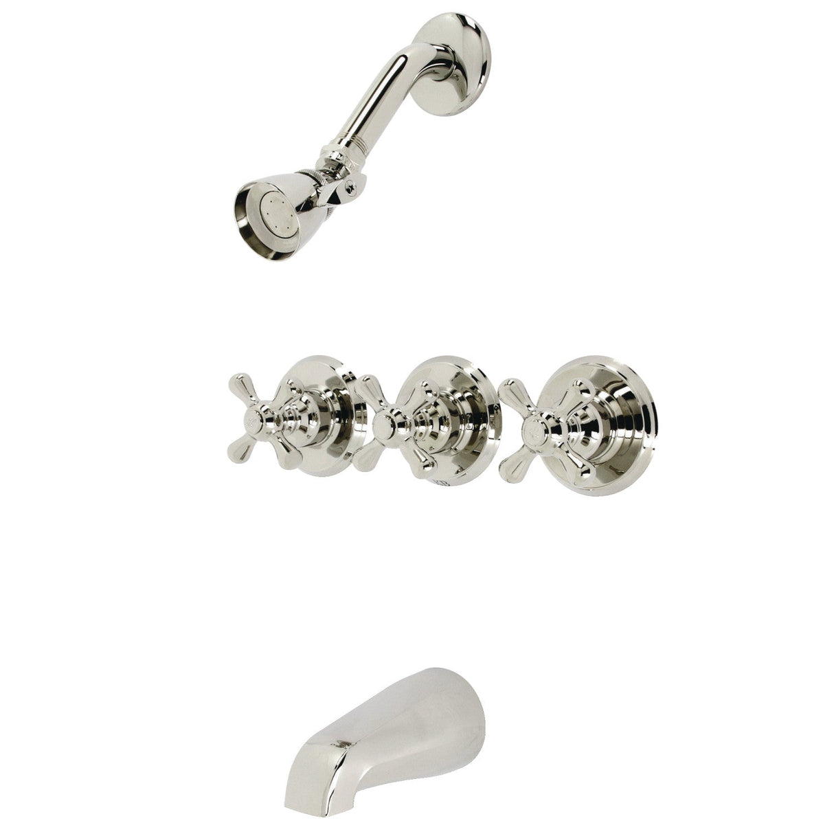 Victorian KB236AXPN Three-Handle 5-Hole Wall Mount Tub and Shower Faucet, Polished Nickel