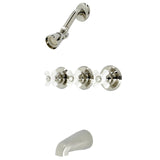 Victorian KB236PXPN Three-Handle 5-Hole Wall Mount Tub and Shower Faucet, Polished Nickel