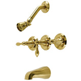 American Classic KB237ACL Three-Handle 5-Hole Wall Mount Tub and Shower Faucet, Brushed Brass