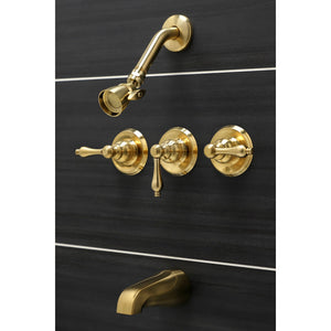 Victorian KB237AL Three-Handle 5-Hole Wall Mount Tub and Shower Faucet, Brushed Brass