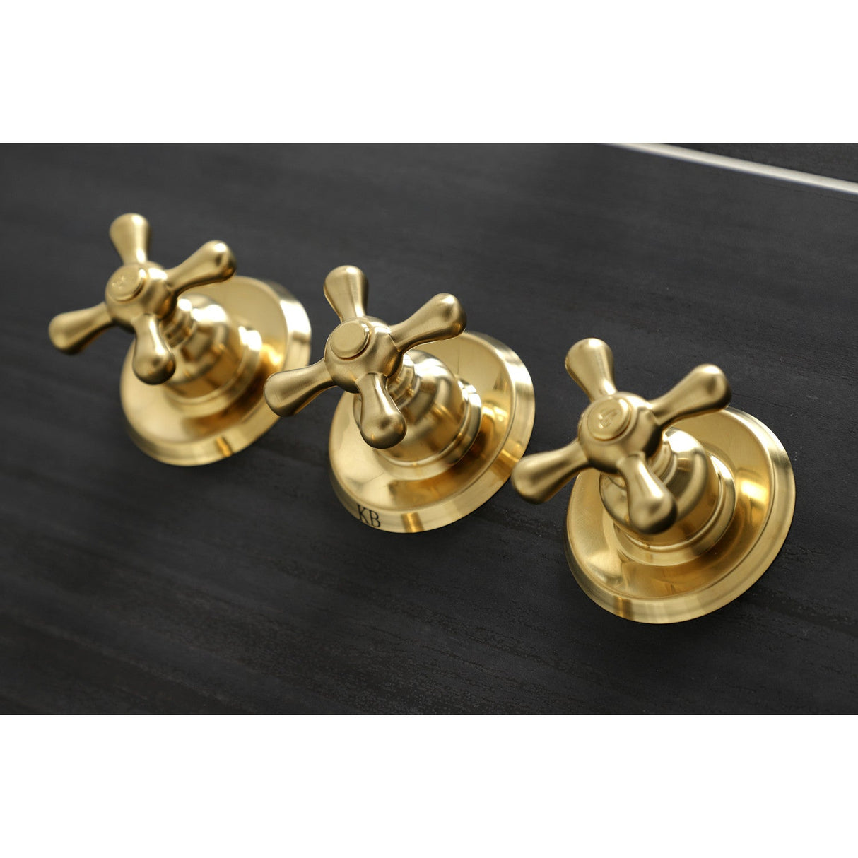 Victorian KB237AX Three-Handle 5-Hole Wall Mount Tub and Shower Faucet, Brushed Brass