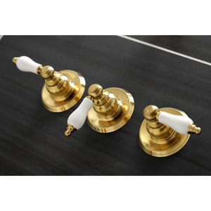 Victorian KB237PL Three-Handle 5-Hole Wall Mount Tub and Shower Faucet, Brushed Brass
