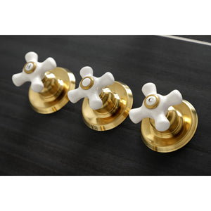 Victorian KB237PX Three-Handle 5-Hole Wall Mount Tub and Shower Faucet, Brushed Brass