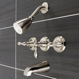 American Classic KB238ACL Three-Handle 5-Hole Wall Mount Tub and Shower Faucet, Brushed Nickel
