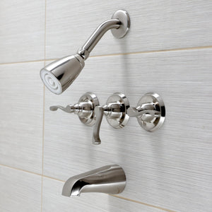 Royal KB238FL Three-Handle 5-Hole Wall Mount Tub and Shower Faucet, Brushed Nickel
