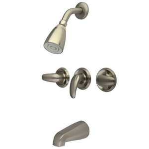 Legacy KB238LL Three-Handle 5-Hole Wall Mount Tub and Shower Faucet, Brushed Nickel