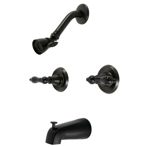 Duchess KB240AKL Two-Handle 4-Hole Wall Mount Tub and Shower Faucet, Matte Black