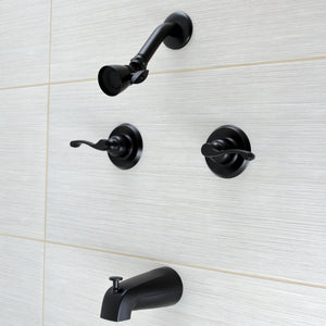 Royal KB240FL Two-Handle 4-Hole Wall Mount Tub and Shower Faucet, Matte Black