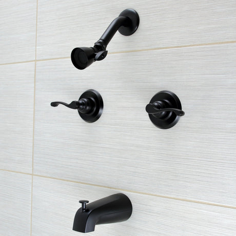 Royal KB240FL Two-Handle 4-Hole Wall Mount Tub and Shower Faucet, Matte Black