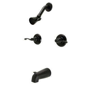 Royal KB240FL Two-Handle 4-Hole Wall Mount Tub and Shower Faucet, Matte Black