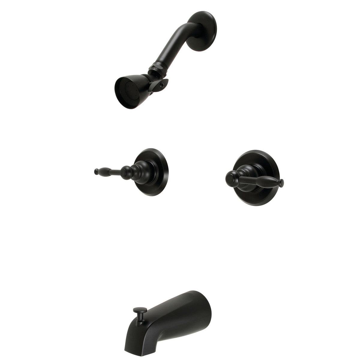 Knight KB240KL Two-Handle 4-Hole Wall Mount Tub and Shower Faucet, Matte Black