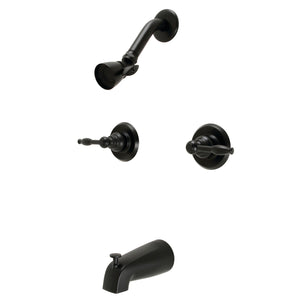 Knight KB240KL Two-Handle 4-Hole Wall Mount Tub and Shower Faucet, Matte Black