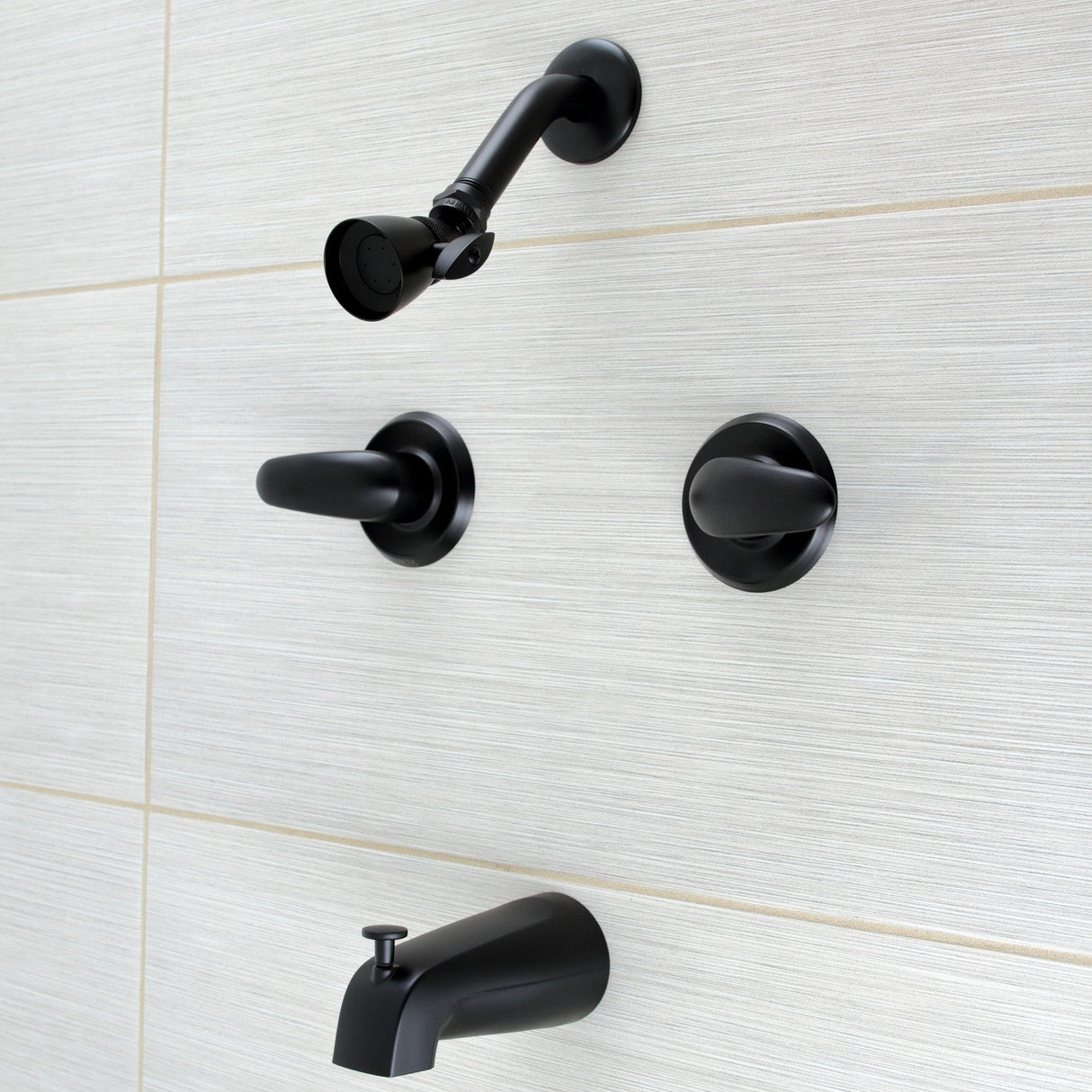 Legacy KB240LL Two-Handle 4-Hole Wall Mount Tub and Shower Faucet, Matte Black