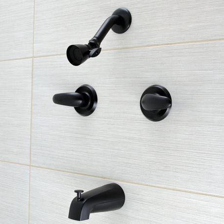 Legacy KB240LL Two-Handle 4-Hole Wall Mount Tub and Shower Faucet, Matte Black